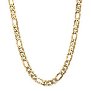Men's 10mm 14k Yellow Gold Flat Figaro Chain Necklace, 24 Inch